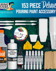 - 1 Quart Floetrol Additive Pouring Supply Paint Medium Deluxe Kit for Mixing, Epoxy, Resin - Silicone Oil,1 and 10 Ounce Plastic Cups, Mini Painting Stands, Sticks, Pallete Knifes
