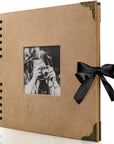 Scrapbook Photo Album - 8 X 8 Inch, 60 Pages, Kraft Paper, Ribbon, Corner Protectors, Suitable for Travel, Graduation, Memories