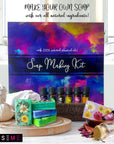 Soap Making Kit for Adults, Make Your Own Soap with Melt and Pour Diy Natural Soap Supplies; 6 Essential Oils, Silicone Soap Mold, Spoon, Dried Flowers, 2Lbs. Shea Butter Soap Base, 4 Colors, 9 Labels