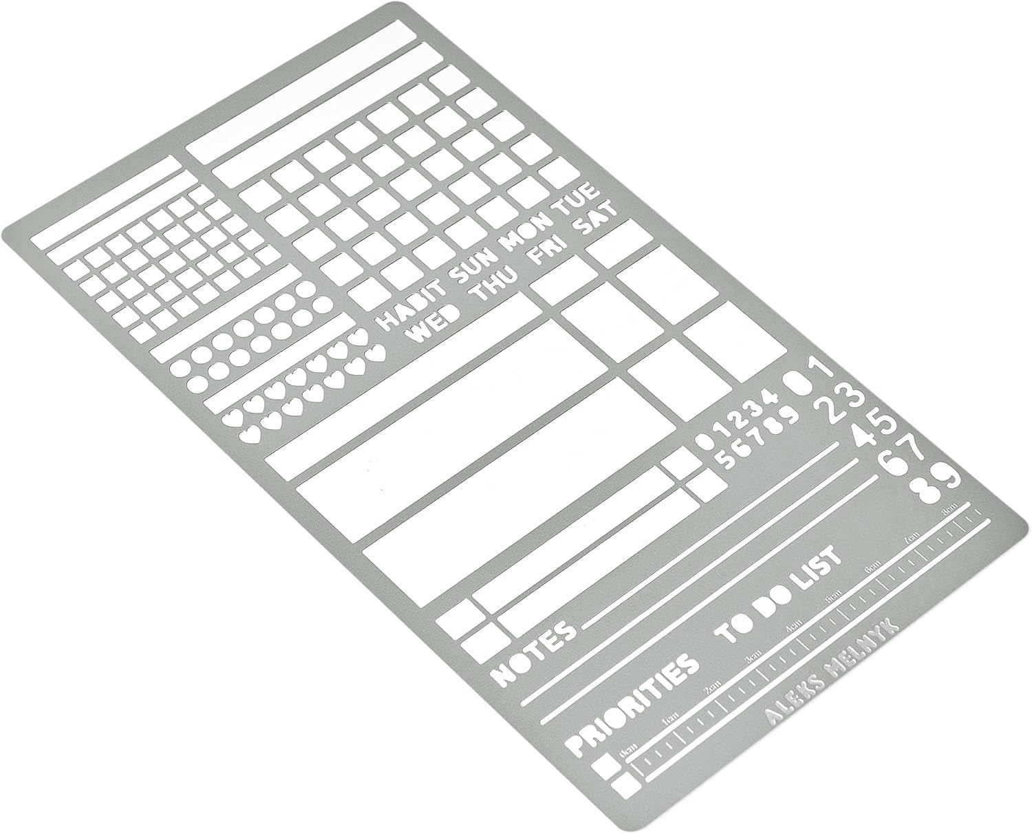 No.423 Metal Stencil for Bullet Journaling, Makeselife Stencil Bookmark, Planning, Banners, Lines, Lists, Planner Stamps, Habit Tracker, Dot Journal Stencil for Diary, Template, Scrapbook
