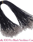 100Pcs Necklace Cord for Jewelry Making, Black Waxed String Bracelet Making Supplies