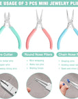 Jewelry Pliers Set, 3 Pack Jewelry Making Tool Kit Includes Mini Needle Nose Pliers/Chain Nose Pliers, round Nose Pliers and Wire Cutter for Jewelry Repair, DIY Crafts, Jewelry Making Supplies