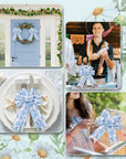 Summer Wired Edge Ribbon Starfish Coral Craft Ribbon Blue Fabric Ribbon for Wreath Bow Making DIY Crafts Wrapping Party Decor Supplies, 12 Yard
