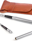 Sable Travel Watercolor Brushes, 4Pcs Kolinsky Sable Watercolor Travel Brushes with Leather Pouch - Fine Point Rounds Dagger Flat for Watercolor Gouache Ink Painting