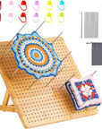 Crochet Blocking Board, 11.6 Inches Bamboo Blocking Board for Knitting Crochet and Granny Squares, Handcrafted Knitting with 20 Pcs Stainless Steel Pins and Crochet Kit