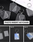 100 Pieces Clear Acrylic Photo Frame Keychain Photo Insert Keyrings Blank Rectangle DIY Keychain Picture Frame Keyring with Split Ring Suit for 1.3 X 1.8 Inches Photos