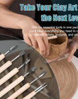 Clay Sculpting Tools, 6 Pcs Pottery Tools, Modeling Clay Tools, Wooden Handle Double-Sided Set for Carving, Shaping, Ceramics, Detailing
