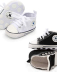 Unisex Baby Boys Girls High Top Sneaker Soft Anti-Slip Sole Newborn Infant First Walkers Canvas Denim Shoes
