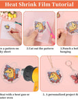 Shrinky Art Keychain Kit, Including 20 Sheets Shrink Plastic Paper, Keychain Clip, Split Key Rings, Key Rings with Chain, Jump Rings, Hole Punch for Craft Creative
