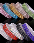10 Rolls Self Adhesive Rhinestone Ribbon Crystal Diamond Sticker Bling Ribbon DIY Decoration with 2 Mm Rhinestones for DIY Arts Crafts,Wedding Party Decor,Car Phone Decoration.(Each Roll 1 Yard)