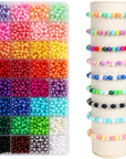 Pearl Beads, 2240Pcs Round, 32 Colors, Plastic, for Bracelets Making, Jewelry Crafting