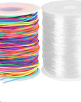 1Mm Rainbow Elastic String for Bracelets and 0.8Mm Crystal Stretchy Bracelet String, Sturdy Elastic Cord Stretchy String for Bracelet Making, Jewelry Making, Beading(170 Ft Rainbow & 274 Ft Crystal)