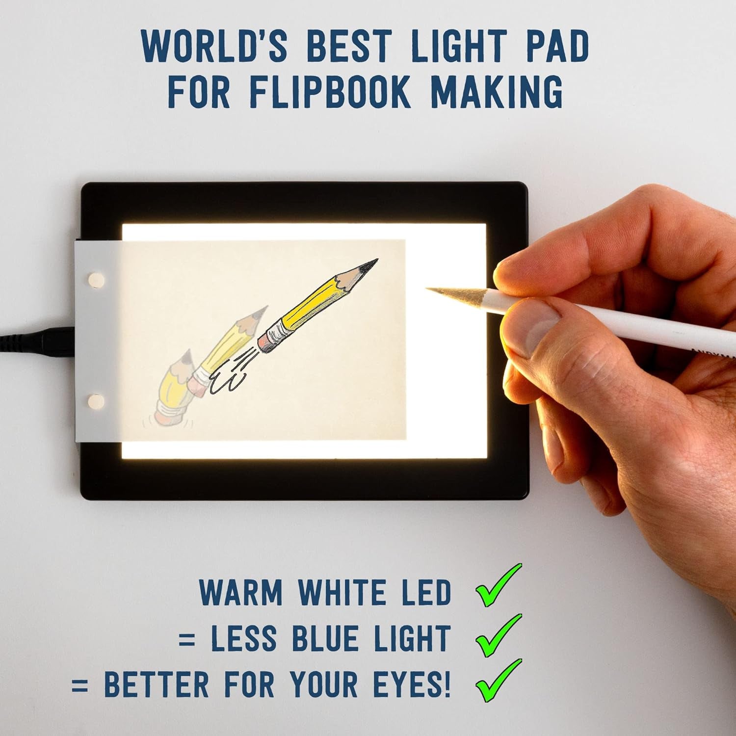 Official 'S Flipbook Starter Kit for Kids & Adults with LED Light Pad for Drawing & Tracing Animation, Premium Pre-Drilled Flip Book Paper, Removable Binding Screws