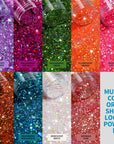 Glitter, Chunky Glitter, 18 Jars Glitter, Mixed Fine Chunky Glitter for Crafts, Craft Glitter for Resin, Holographic Iridescent Glitter Bulk, Glitter for Tumbler DIY Crafts, Total 270G