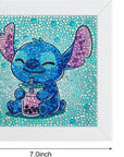 5D Diamond Painting Kit for Kids with Wooden Frame Easy Small Anime Diamond Painting Full Drill Diamond Art Gem Painting for Beginners 7X7 Inch (Stitch)