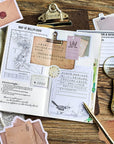 Vintage Scrapbook Paper Stickers, 90 Pcs Antique Looking Aged Paper Classic Old Writing Sticker for Scrapbook, Planner, Craft (2 Styles)