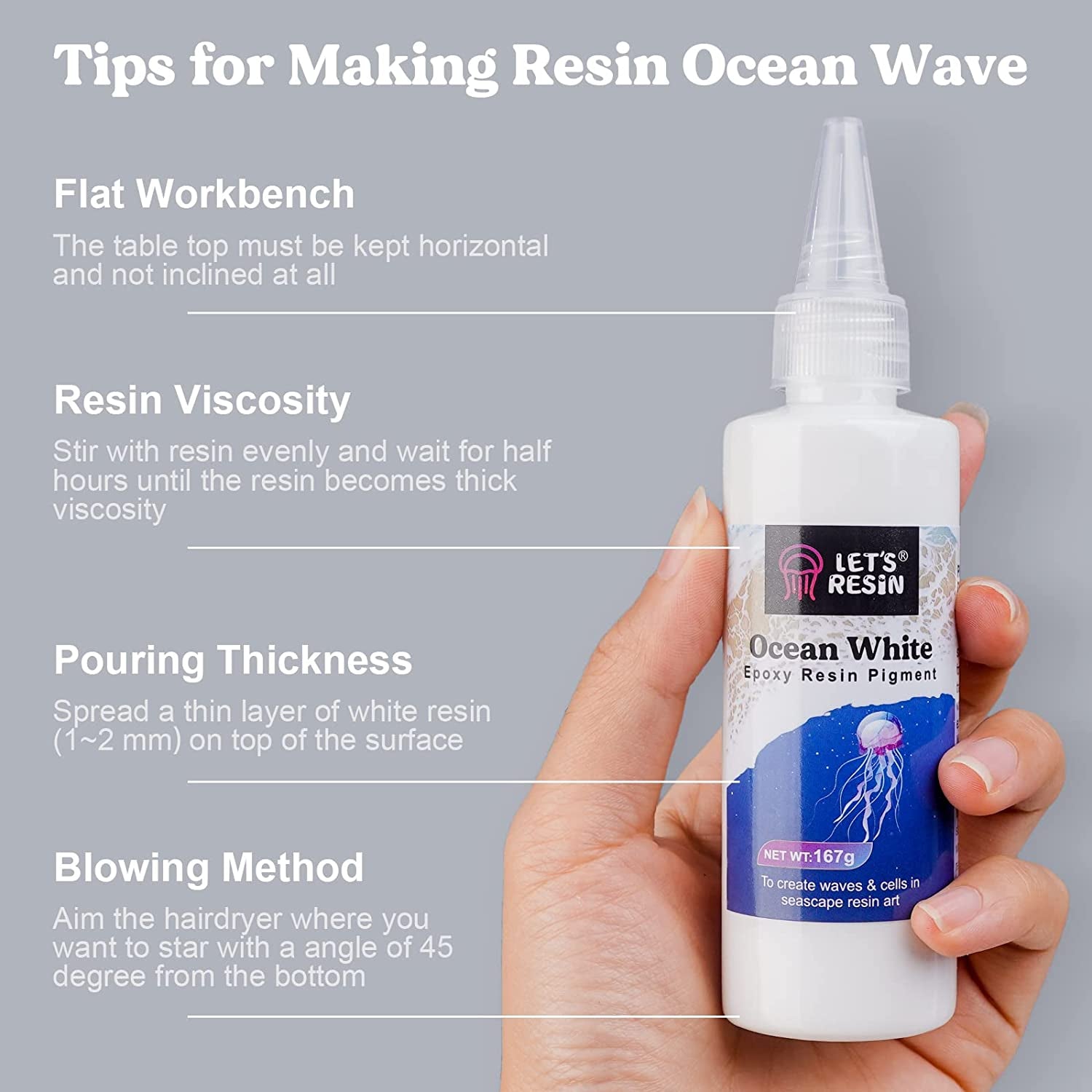 Ocean White Epoxy Resin Pigment 167G/5.89Oz, High Concentrated Pigment Paste for Epoxy Resin & UV Resin, UV Resistant Opaque Pigment for Creates Cells & Lacing, 3D Flower Resin Coasters
