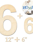 Large Wooden Number 5, Unfinished Wood Crafts Wood Numbers Letters for DIY Craft Projects, Birthday, Party, Wedding Decorations, Big Wooden Numbers 12 Inch and Small Wooden Numbers 6 Inch (2Pcs/Set)
