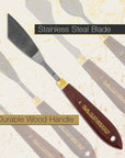 5-Piece Artist Stainless Steel Palette Knife Set - Wood Hande Flexible Spatula Painting Knives for Color Mixing Spreading, Applying Oil, Acrylic, Epoxy, Pouring Paint on Canvases, Cake