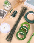 Floral Tape and Floral Wire Floral Arrangement Kit,Green Floral Tape and Boutonniere Pin White Ribbon Wire Cutter 22 Guage Floral Stem Wire for Wreath Making Supplies