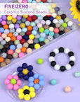 150PCS Silicone Beads, 30 Colors 15Mm Silicone Beads Bulk for Keychain Making,Focal Beads Rubber round Bulk Beads Mixed Color Silicone Beads for DIY Crafts Making