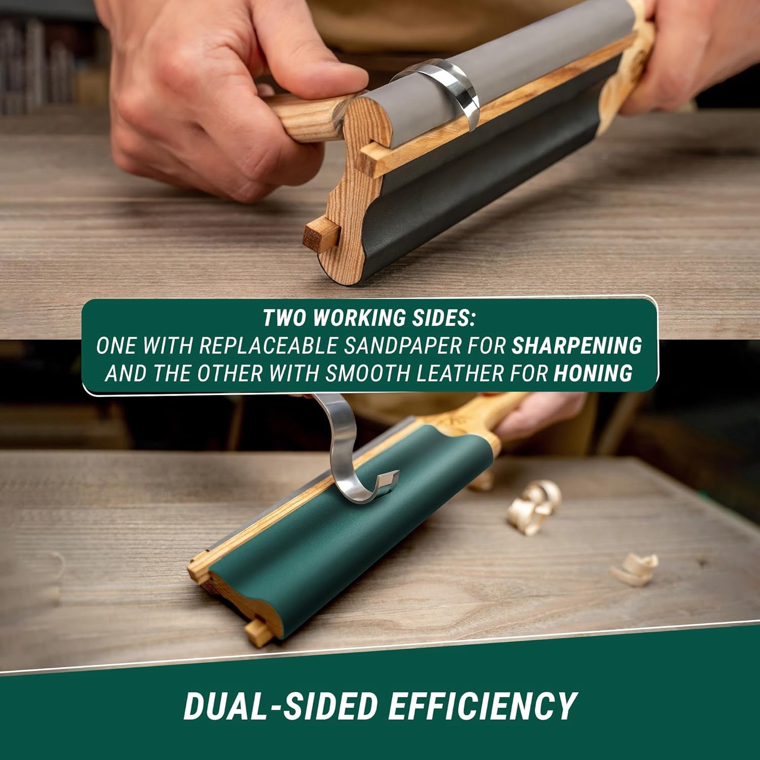 LS5P1 Wood Carving Strop Wood Carving Gouge Hook Knife Sharpening Honing Tools Strop Stropping Kit Leather Paddle Strop Spoon Carving Tools Sharpening Kit Sharpener with Polishing Compound