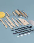 Pottery Tool Kit, 17Pcs Polymer Clay Tools, Modeling Clay Sculpting Tools Kit, Ceramics Tools, Trimming, Embossing Pattern, Smooth Wooden Handles