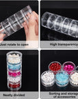 15G/15ML Stackable round Plastic Containers 5 Column(5 Layer/Column) Bead Storage Jars for Seed Beads, Nail Art Glitters, Diamond Drills