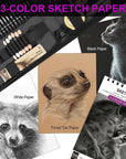 70 Pcs Drawing Set Sketching Kit - Sketch Pencils Art Supplies for Adults Artists Kids with 3-Color Sketchbook,Graphite,Pastel,Charcoal Pencils,Blending Tools