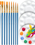 Paint Brushes & round Paint Palette Set, Paintbrushes, Synthetic Paint Brush, Brushes for Painting, Plastic Paint Tray Palettes, Paint Brushes for Acrylic Painting, Watercolor, Rock Painting