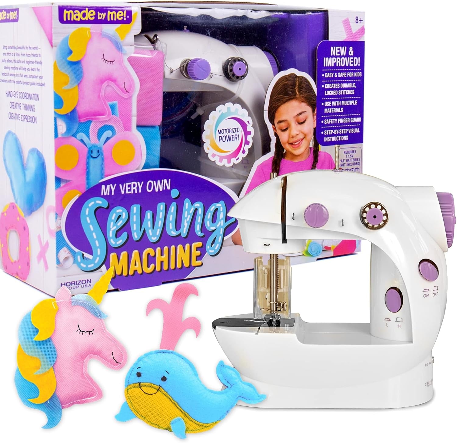 My Very Own Sewing Machine, Portable Battery Powered First Sewing Machine, Includes Fabric, Thread, Measuring Tape, & Stuffing, Beginner Sewing Machine for Kids Ages 8+