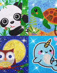 4Pcs DIY Art Painting Kits for Kids Animal Art and Crafts for Kids Ages 6-8-10-12 Girls Boys 5D Gem Art by Number Kits for Birthday Christmas Gifts