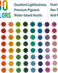 Professional 80 Color Set of Acrylic Paint Jar Set - 3.68Ml Jars - Rich Vivid Colors for Artists, Students, Beginners - Canvas Portrait Paintings