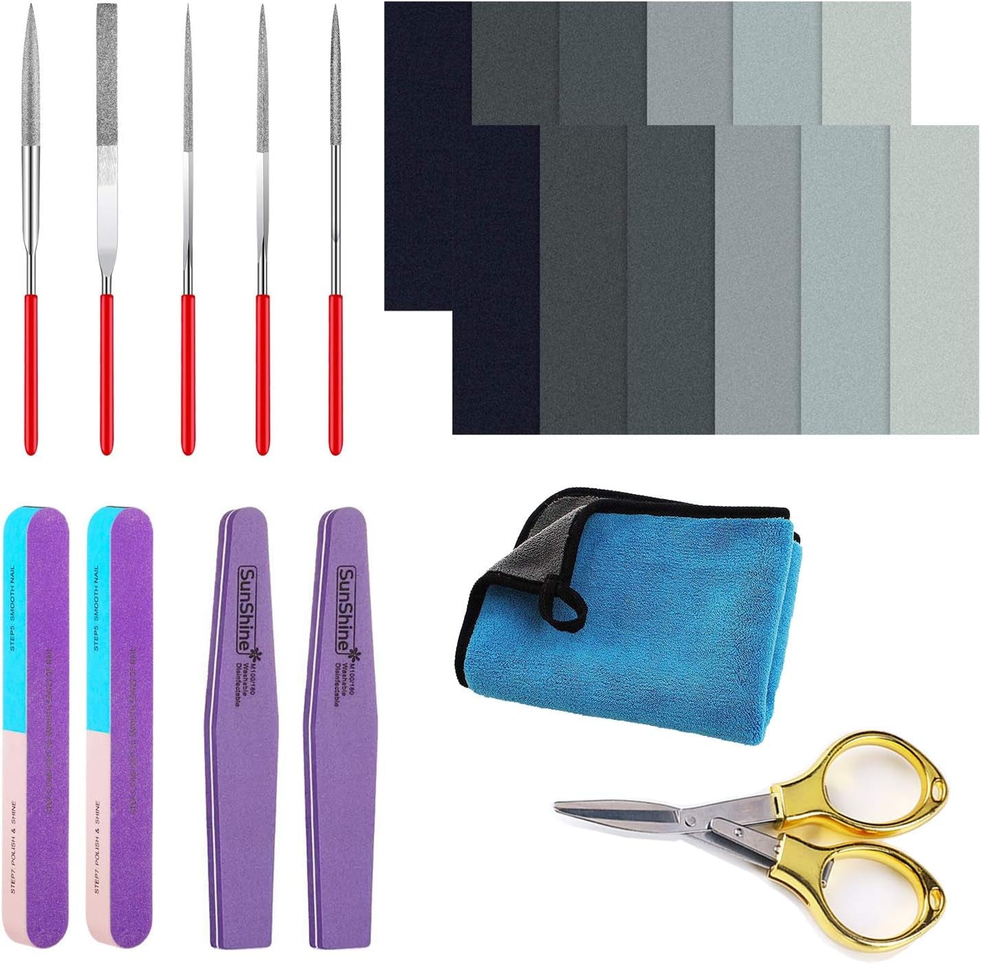 Resin Sanding and Polishing Kit,23 Pieces  Resin Casting Tools Set, Include Sand Papers,Resin File,Polishing Blocks,Scissors,Wooden Brush for Polishing Epoxy Resin Jewelry Making Supplies