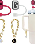 4 PCS Initial Letter Charm Accessories and Straw Cover Pack- Chains with Initial Letter for Stanley 20 30 40 Oz Tumbler with Handle
