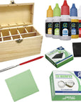 Precious Metal Jewelry Testing Kit Gold Silver Platinum Test Acids Wooden Box 30X Eye Loupe 10K 14K 18K 24K Needle File Cloth Acid
