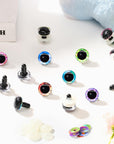 24Pcs 18Mm 3D Glitter Safety Eyes for Crocheting with Washers Crochet Safety Eyes for Amigurumi Tie Dye Laser Gift for Crochet Lovers Halloween Decorations Crochet Accessories