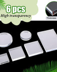 6 Pcs Acrylic Blocks Wedding Flat Lay Props Acrylic Styling Block Photography Clear Stamp Display Block Set Props Wedding for Scrapbooking Crafts(Square, Round)