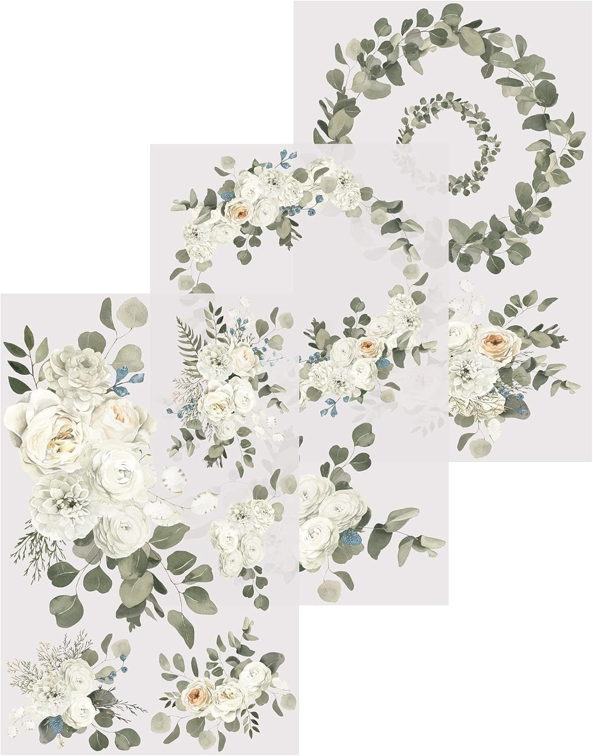 Rub on Transfers for Furniture and Crafts | 3 Design Sheets 11” X 17” Each | Home Décor Transfers | Furniture and Craft Decals | by  (Eucalyptus Dreams)