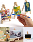 Mini Canvas and Easel,  47 Pieces Mini Canvas Painting Set Includes 4X4 Inches Primed Canvas, Mini Easel, Acrylic Paint, Paintbrushes and Palette for Kids Artists Art Party
