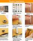 400 Set 4 Style Snap Fasteners Kit Including Leather Rivets, Eyelets, Grommets, Binding Screws, Snap Buttons Press Studs Kit with Fixing Tools for Thin Leather, Jacket, Jeans Wear