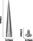 30PCS 40MM Spike and Studs Silver Cone Spikes Punk Bullet Large Leather Rivets Screwback Studs Screw on Cone for DIY Craft Clothing