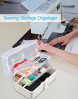 Craft Art Box Tackle Box Organizers Sewing Box 3 Layer Craft Storage Box White Tackle Box Hair Supply Organization Box Medication Organizer Plastic Tool Box