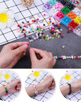 Bead Bracelet Making Kit, Bead Friendship Bracelets Kit with Pony Beads Letter Beads Charm Beads and Elastic String for Bracelet and Jewelry Making Rainbow Colors
