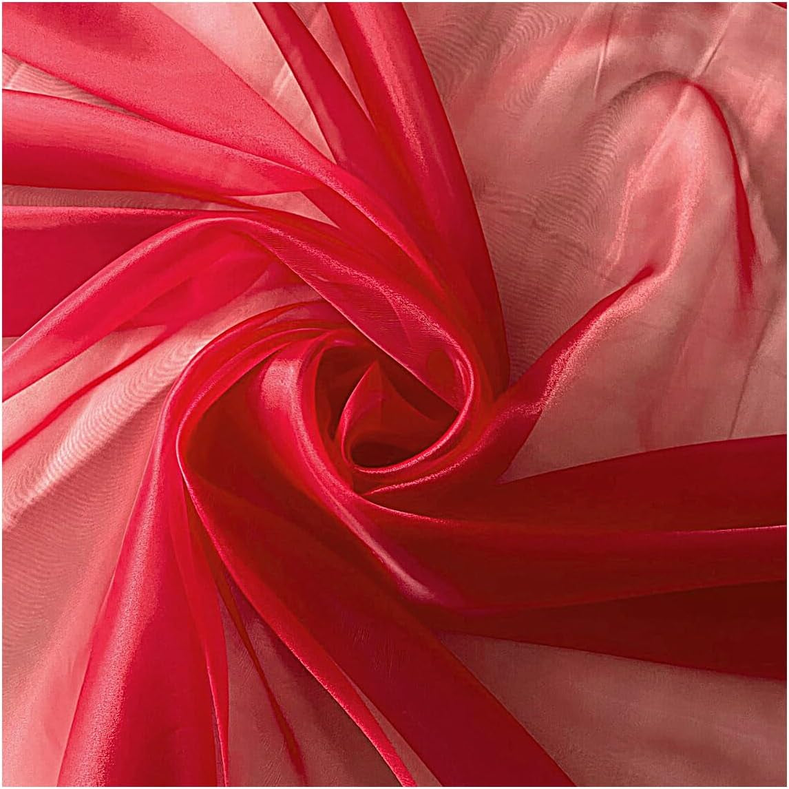 Pack of 25 Yards Long Bridal Solid Sheer Organza Fabric Bolt for Wedding Dress, Fashion, Crafts, Decorations, Backdrop, Christmas Craft Supplies, Silky Shiny Organza Fabrics 44” Wide- Dark Purple