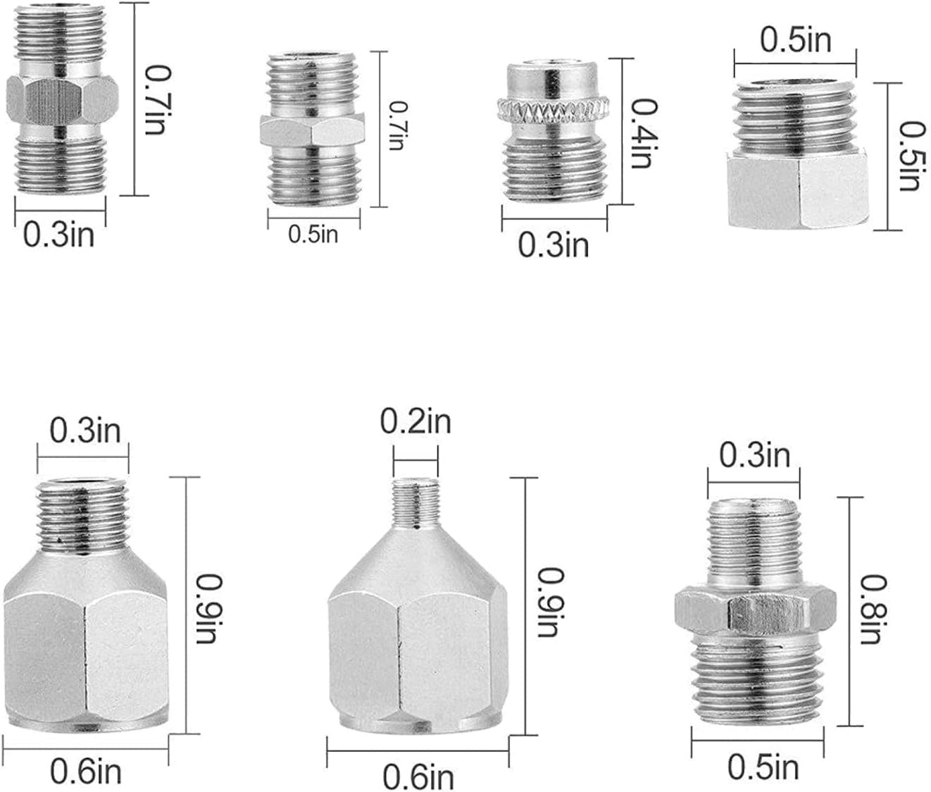 Multi-Size Airbrush Adapter Set Air Brush Fitting Connector Kit Airbrush Accessories for Air Compressor, Badger Paasche Aztec Airbrush
