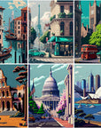 6 Pack Landscape Diamond Painting Kits for Adults and Beginners,World Famous Scenic Spots Diamond Art Kits for Adults,Diy Full Drill City Diamond Dots Gem Art for Home Wall Art Decor 12X16Inch
