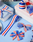 4Th of July Ribbon 4 Rolls, Patriotic Ribbon, Red White and Blue Ribbon Stars Strips, Fourth of July Ribbon for Wreaths Hair Bows Decorations, Independence Day Memorial Veterans Day Decor