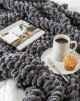 Grey Chunky Knit Blanket 50X70, Chunky Knit Throw Blanket, Crochet Blanket with Big Yarn for Chunky Blanket, Chenille Knitted Throw Blanket, Cable Knitted Blanket for Couch or King Bed