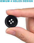 100 Pcs Premium Mixed Resin Sewing Buttons, Eco-Friendly 4-Hole Craft Buttons, 5 Sizes of Black Buttons Suitable for Sewing, DIY and Holiday Decoration(Black & White)